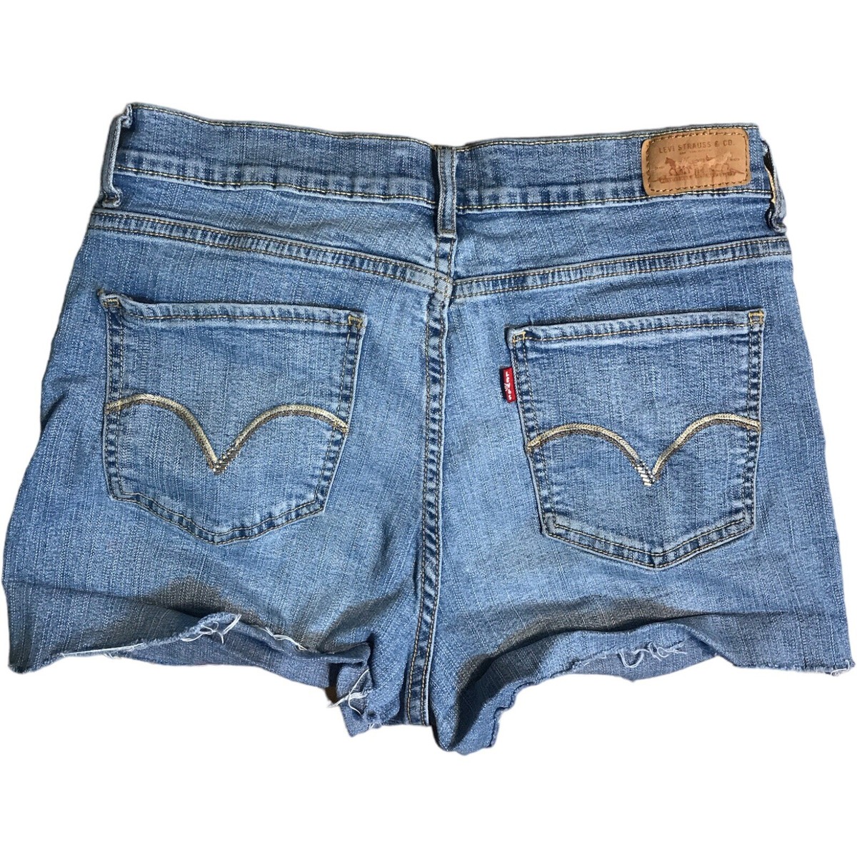 Levis 512 Shorts Womens Tag Blue Slimming Fit Jean Denim Raw Hem
