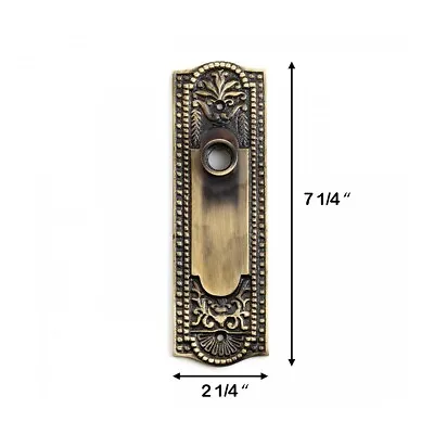 Buy Door Back Plate Antique Brass Beaded Without Keyhole 7 1/4 H