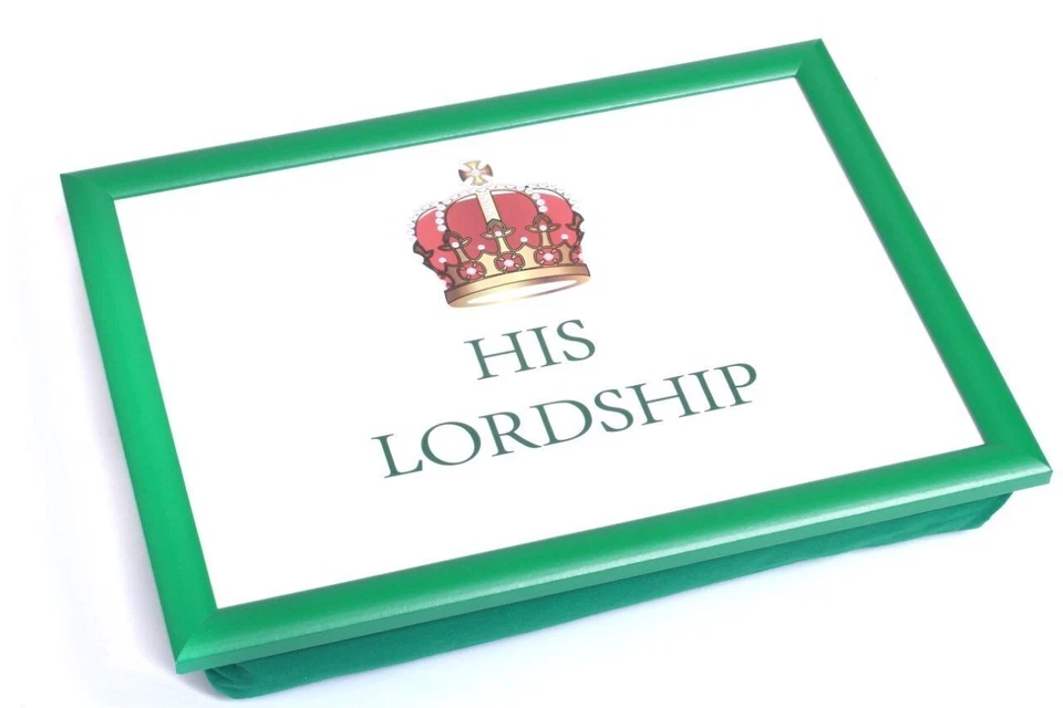 Lap Tray Serving Bean Bag TV Bed Soft Cushion Padded His Lordship & Her Ladyship - Image 3 of 4