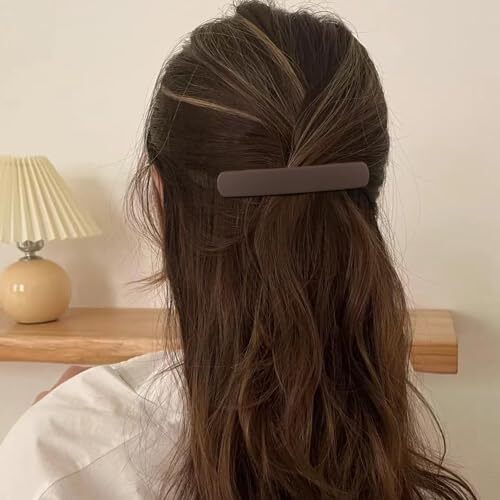 Hair Clips 4Pcs Neutral Flat Matte French Barrettes for Beige Khaki Brown Black - Bild 3 von 7