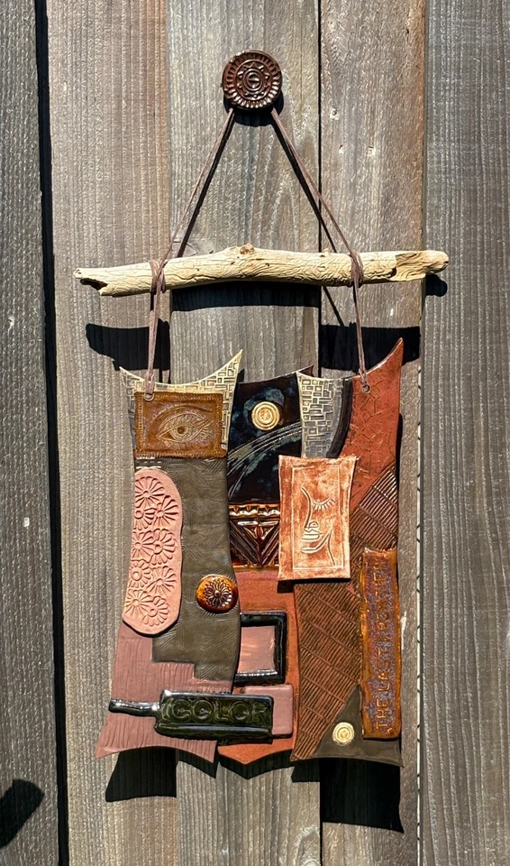 Pottery wall hanging decoration hand built at ClayByKirt small studio - Image 2 of 4