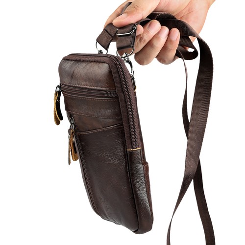 Hombres Cuero Moda Teléfono Bolsa Cintura Cinturón Bolso Hombro Bandolera Paquete Bolso de Mano  - Imagen 9 de 12