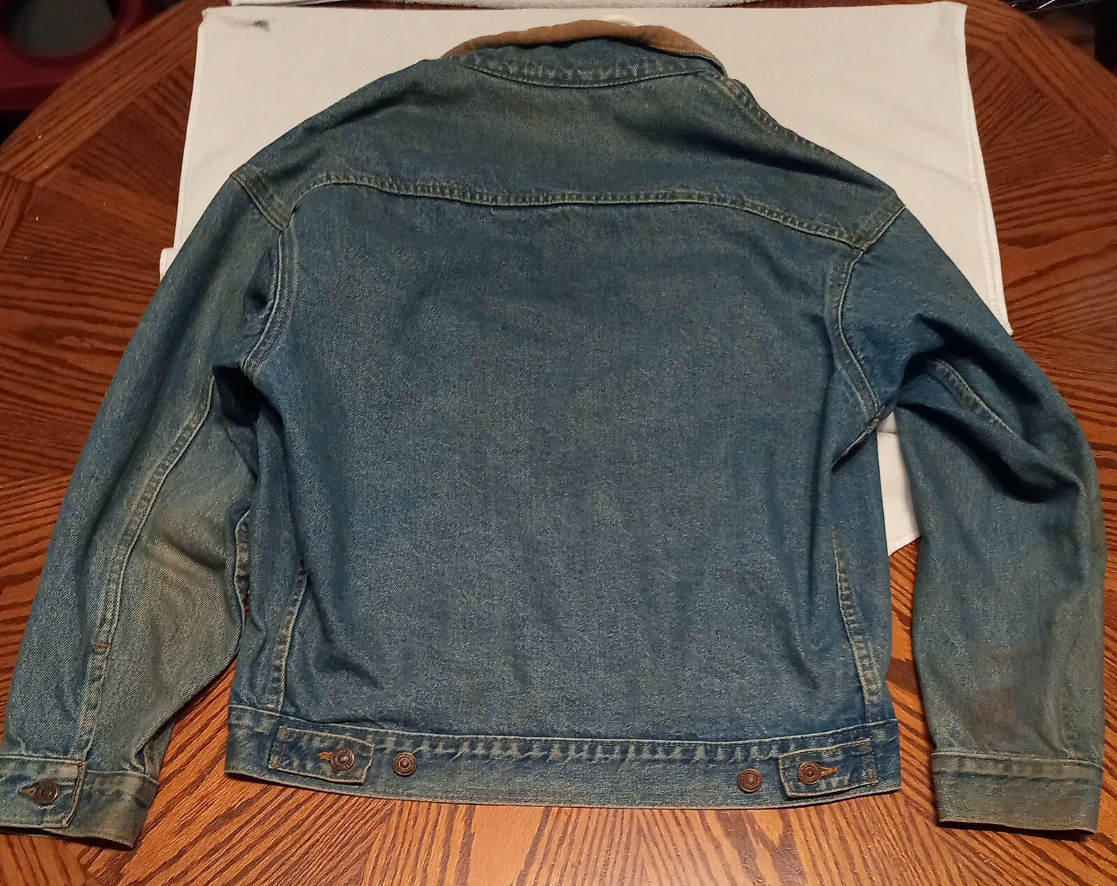 Mens Jean Denim Jacket Corduroy Collar Size Med GUC Gem