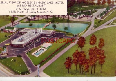 AERIAL VIEW, MOSLEY'S SHADY LAKE MOTEL and RIO RESTAURANT, ROCKY MOUNT, N.C.