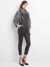 Gap Women Genuine Leather Overalls True Black Size 4