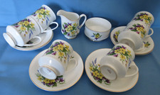 Vintage bone china floral coffee set with sugar bowl & creamer