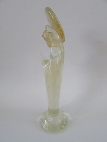 Vintage MURANO Italy Clear Glass Gold Dust Praying Madonna Angel Figure 10" - Picture 5 of 8
