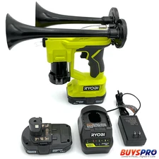 For Ryobi 18V  Drill Train Air Horn Dual Black Air Trumpets Double Loud +Battery