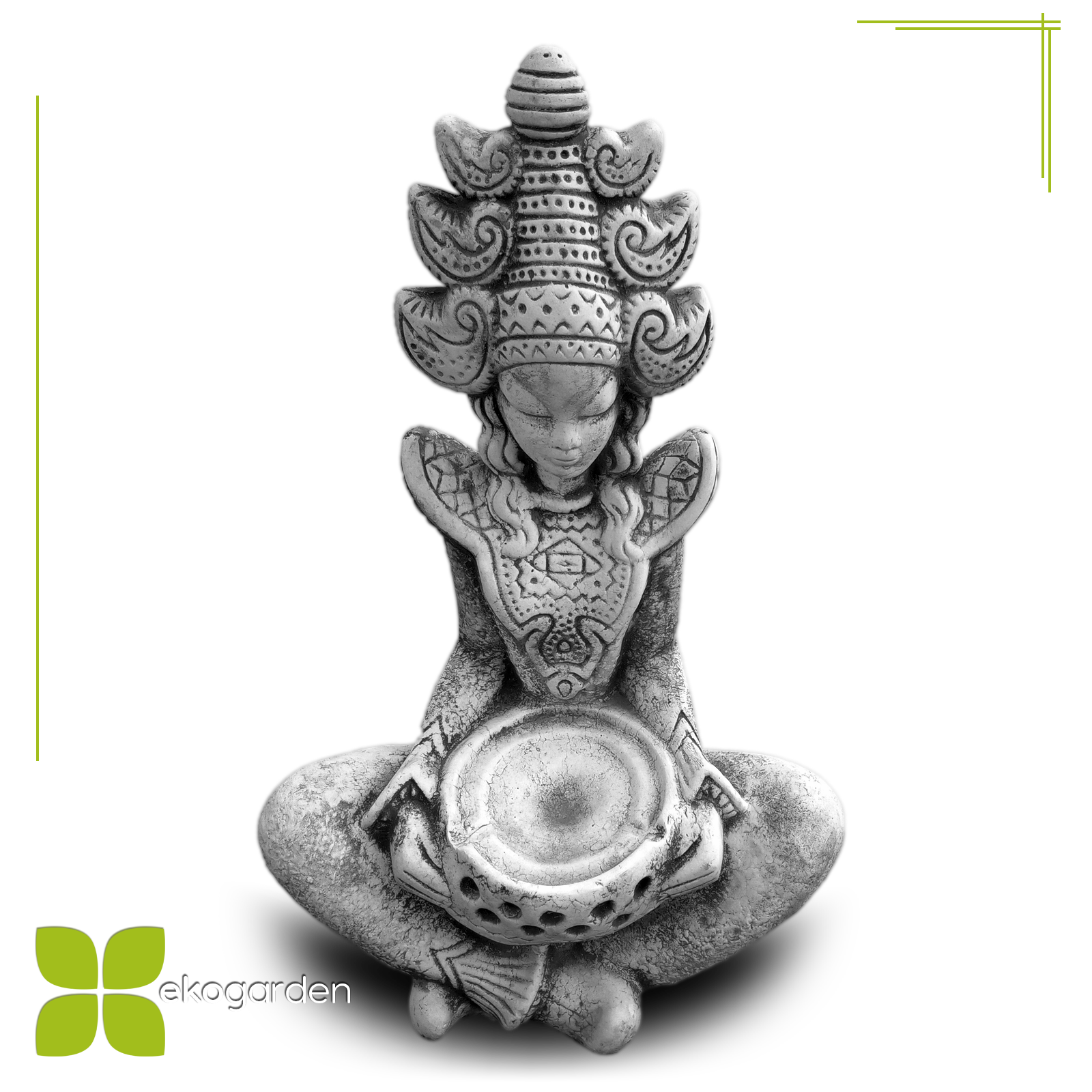 Indische Göttin Sarasvati Shiva Steinfigur Steinguss Deko Garten Figur