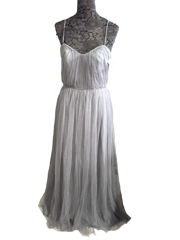 Nuevo JIM HJELM OCASION Vestido/Vestido de Tul con Tirantes Gris Talla 6 Foto 2 de 4