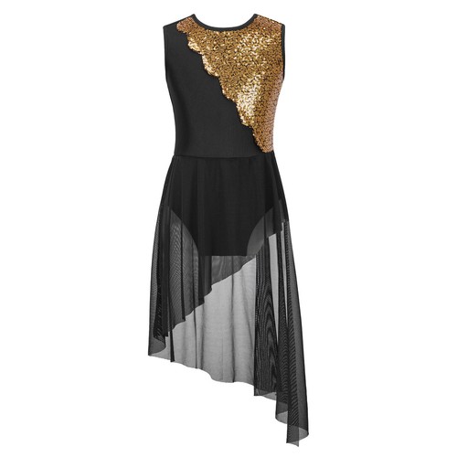 Girl's Sequined Modern Jazz Dance Costume High Low Skirt Lyrical Dress Dancewear - Picture 12 of 101