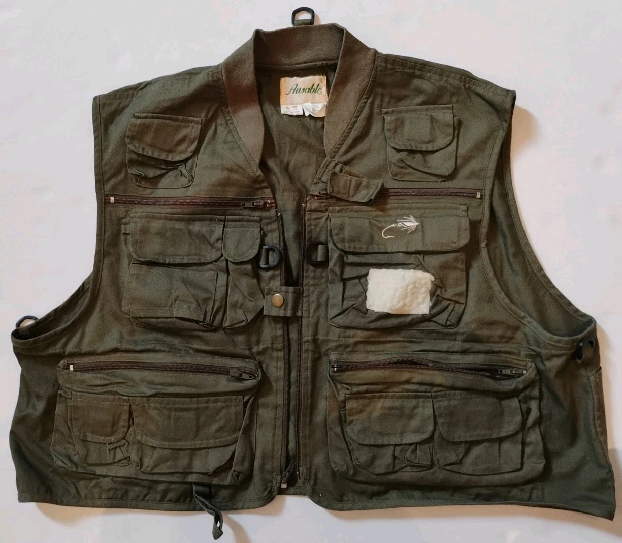 Ausable Men's XXL Fly Fishing Vest Khaki Utility Multi Pocket Cargo Fish