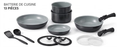 Batterie Cuisine 13 Pcs Céramique - Poêles Casseroles Induction Manche Amovible - Photo 1/4