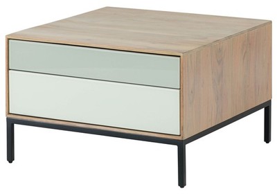 Couchtisch Akazie 67x67x43 grau-weiß geölt CHICAGO #13