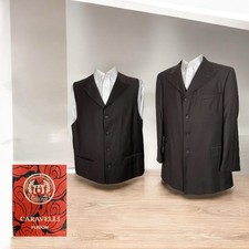 Caravelli 2 Piece Suit Mens 44R Brown Smooth Polyester Double Vented Peak