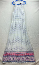 AQUA Women Sleeveless Maxi Dress L Floral Keyhole Back Lined Elastic Waist