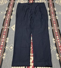 Polo Ralph Lauren Navy Pleated Cotton Dress Pants Mens NWT 198 T37