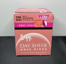 Vtg L’eggs Day Sheer Knee Highs 6 Pairs Reinforced Toe Suntan Beige One Size NEW