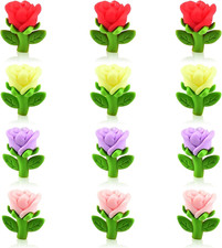 3D Rose Silicone Focal Beads for Keychain Making, 12 PCS Flowers Silicone Beads