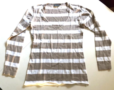 MEXX Sommerpulli, L, Feinstrick, Damen, Langarm, braun-weiss - Bild 1 von 4