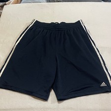Adidas Men's Navy Shorts with White Stripes size L