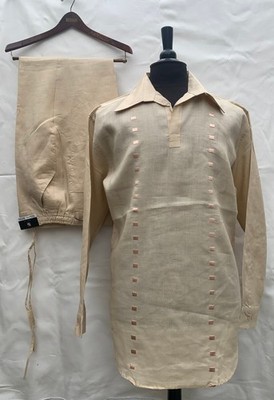 NEW-GEN 100% Linen Button Down Long Sleeve Casual Shirt and Pant Set for Men