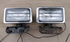2 Two Vintage Per-lux 500 Stainless Fog Lights 12v Tested Louvered 6.5x3.75 2 Two Vintage Per-lux 500 Stainless Fog Lights 12v Tested Louvered 6.5x3.75