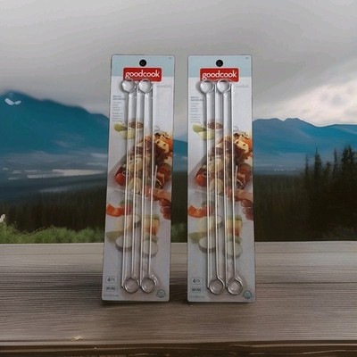 2 4 Packs Of Goodcook Metal Skewers Flat Sided Design BPA Free Durable/Reusabe