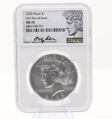 #ad Peace Dollar MS 70 NGC Hand Signed First Day Issue .999 Silver US Mint $1 2023 $109.99