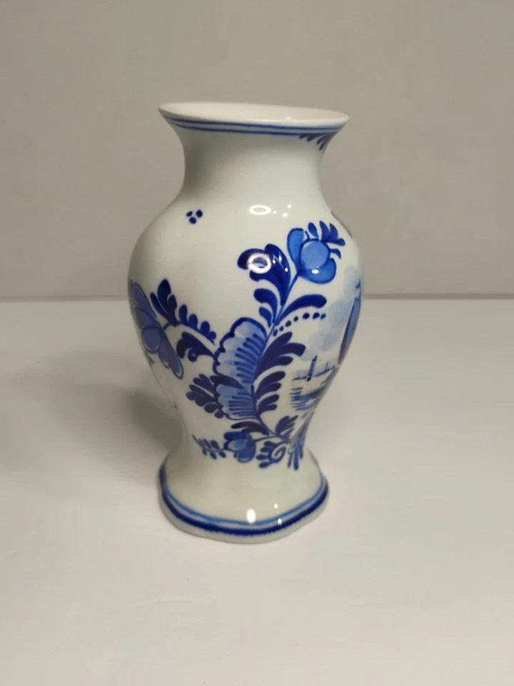 Vintage Royal Delft Hand Painted Bud Vase With BOAT and Floral Motive - Image 2 of 4