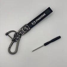 Mazda Genuine Leather Keychain Lanyard Key chain Carabiner Fast Free USA Seller