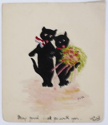 Original 1920s Black Cat Album Art    May Good Luck Go With You  Folk Art