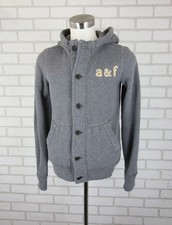 Abercrombie Fitch A F Muscle Full Button Hoodie Sweatshirt Kids XL Grey