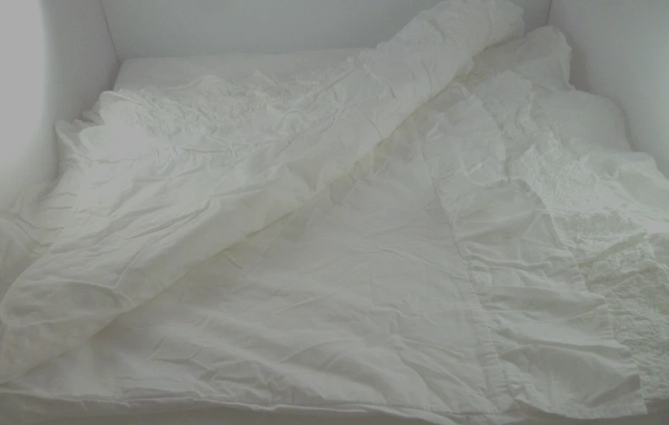 Просто потертый шик полный королева пододеяльник белый юбки кружева оборки 82 x 90 - Изображение 3 из 4