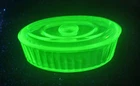 VTG Anchor Hocking Uranium  Glass 6X4" Ribbed Oval Refrigerator Dish W/Lid