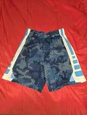 Nike Dri-FIT Big Boys Elite Basketball Shorts Size Medium Blue Camo Drawstring
