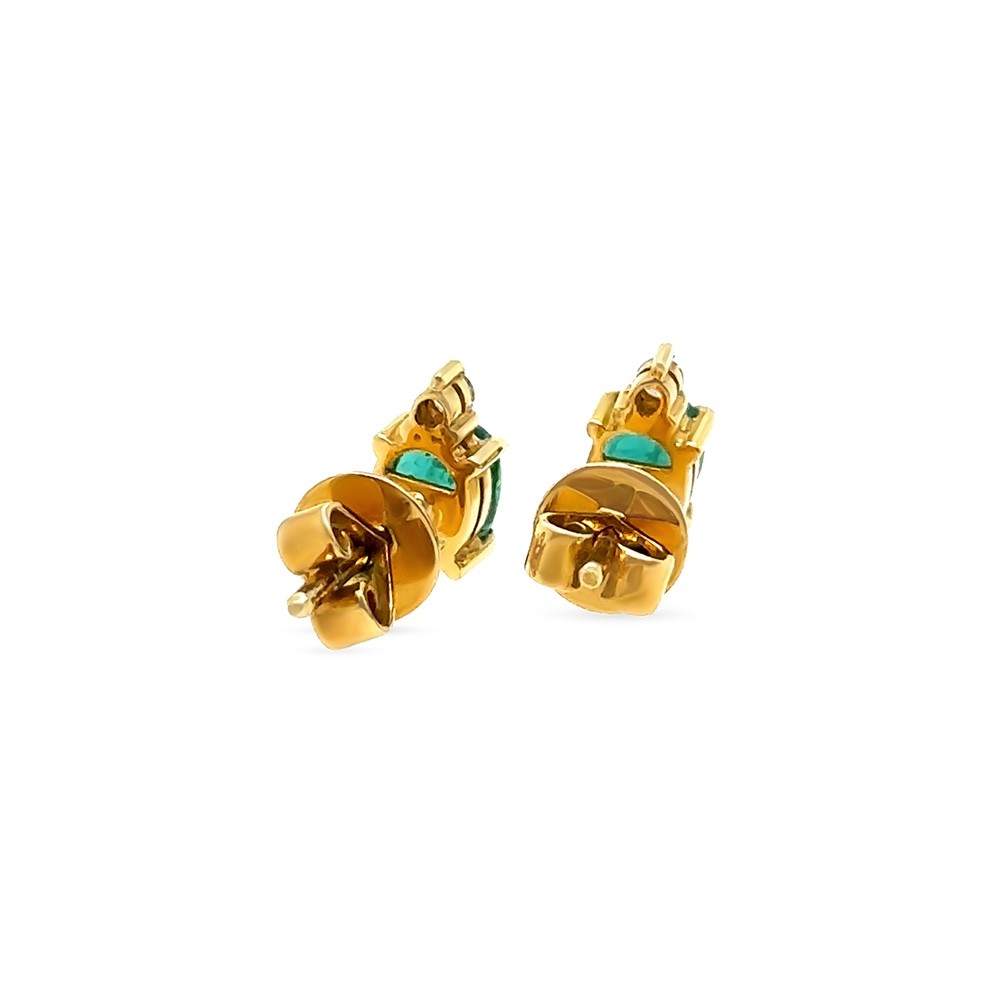 Authentic 18ct Yellow Gold Emerald & Diamond Stud Earrings 1.06ct RRP $7,000* image 6