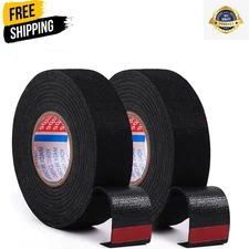 2 Rolls 50Ft Black Wire Harness Cloth Tape Noise Dampening Heat Resistant