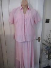 M & S Women's outfit of Short Sleeve Shirt, Skirt & Le Bleu Camisole  in PINK