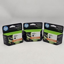 Lot Of 3 HP 60XL Black High-Yield Ink Cartridge CC641WN - Exp. 2024