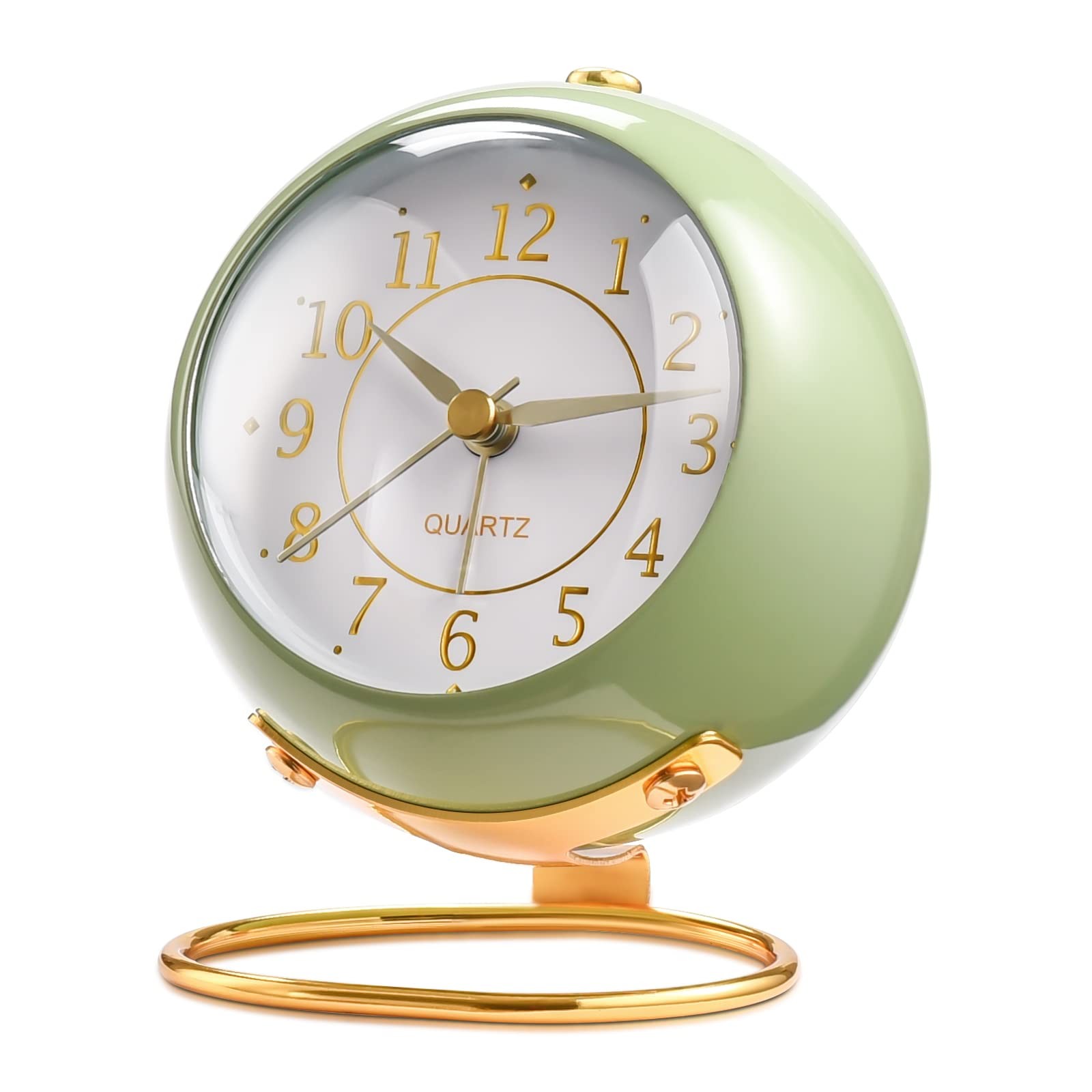 Tetino Analog Alarm Clocks,Retro Backlight Cute Simple Design Small, Green