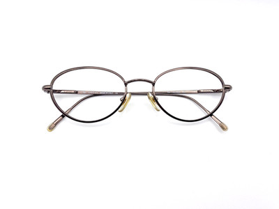 Vintage 1990s Gucci Oval Metal Eyeglasses Gunmetal Gold Deadstock Italy