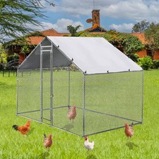 Large Metal Chicken Coop 9.8x6.6 x6.6ft Poultry Hen Run House Spire Walk-in Cage