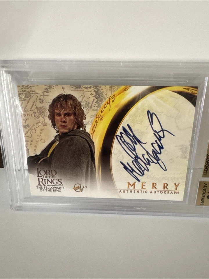 Topps Lord of the Rings LOTR FOTR Dominic Monaghan Auto  Gem Mint 9.5 - Image 3 of 4