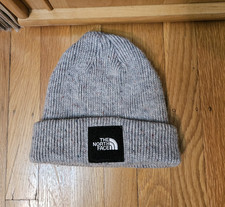 The North Face Speckled Gray Box Logo Knit Beanie Cap