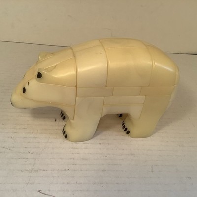 Vintage ANIPUZZLE 1986 PKR CORP Made in USA Polar Bear Figurine Puzzle