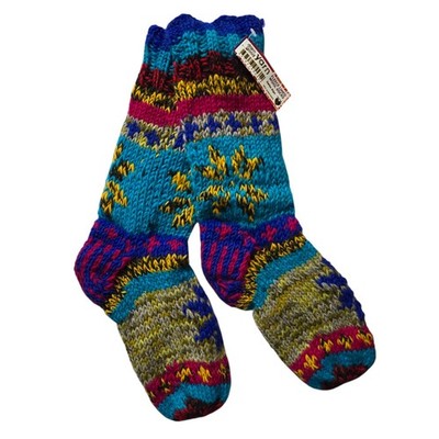 Darn Good Yarn Unisex SWISS ALPS Hand Knit Fleece Lined Wool Socks Slippers NWT