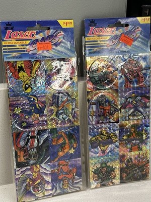 Vintage Laser Caps 90s Pogs Set of 2 Sealed Packs Holographic Superheroes