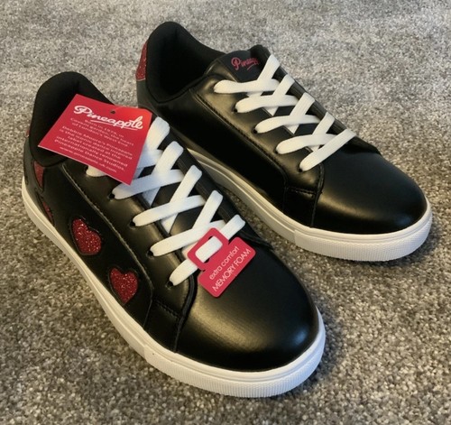 Scarpe da ginnastica bambina/donna nere e rosa glitter ananas taglia uk 4 nuove - Foto 1 di 7