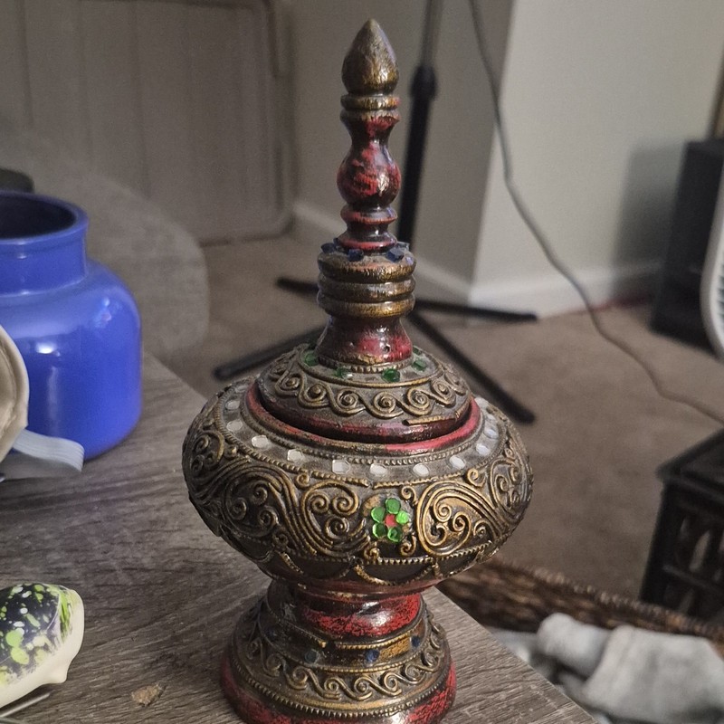 Wooden Lamp, And Storage Box. Hand Painted, Just A Beautiful Piece